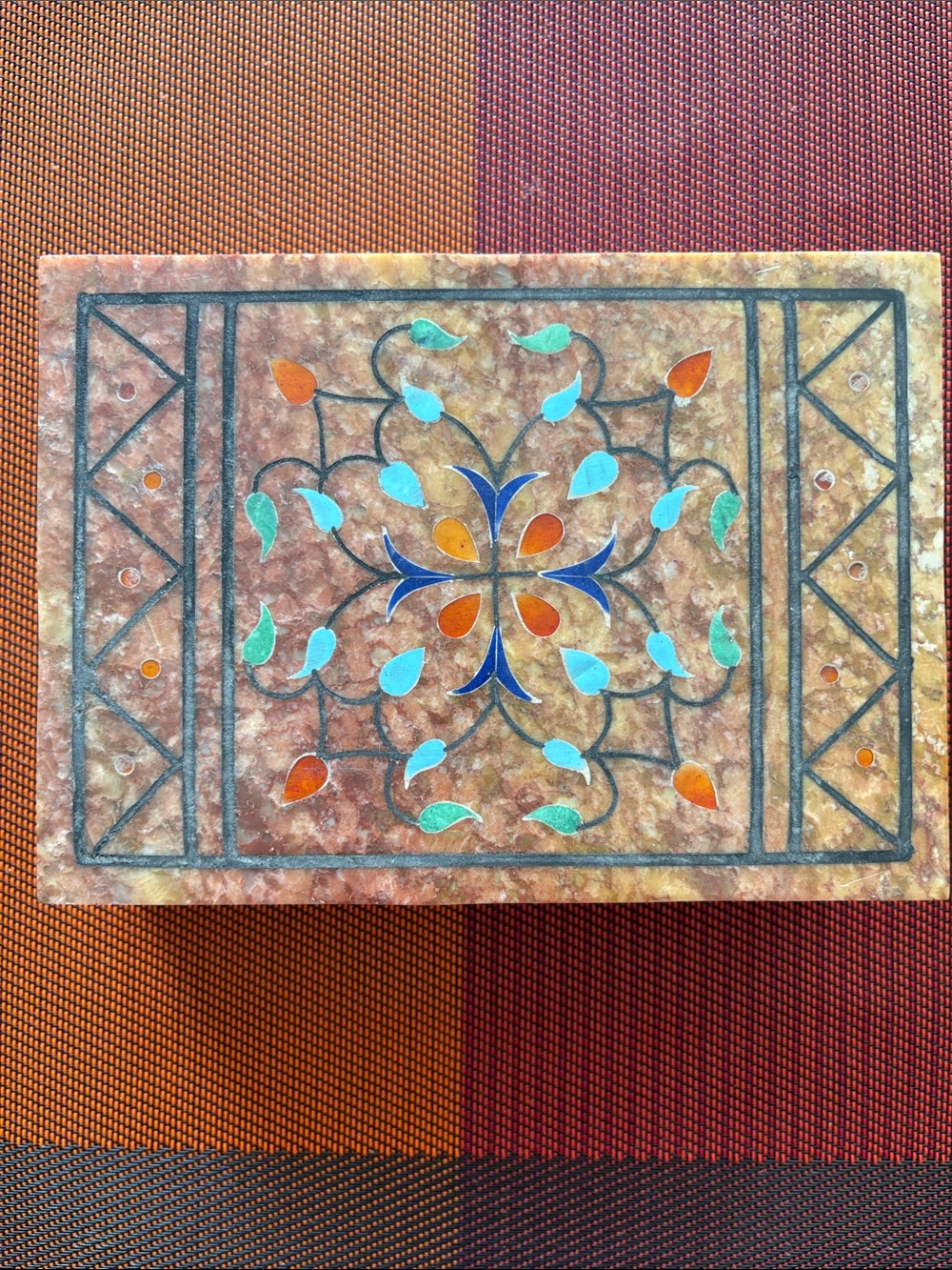 Handcrafted Inlaid Soap Stone Decorative Box